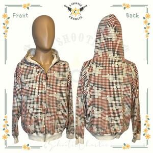 Vintage Y2K Silver Point Allover Skull Print Full Zip Hoodie Mens Sz Large Multi